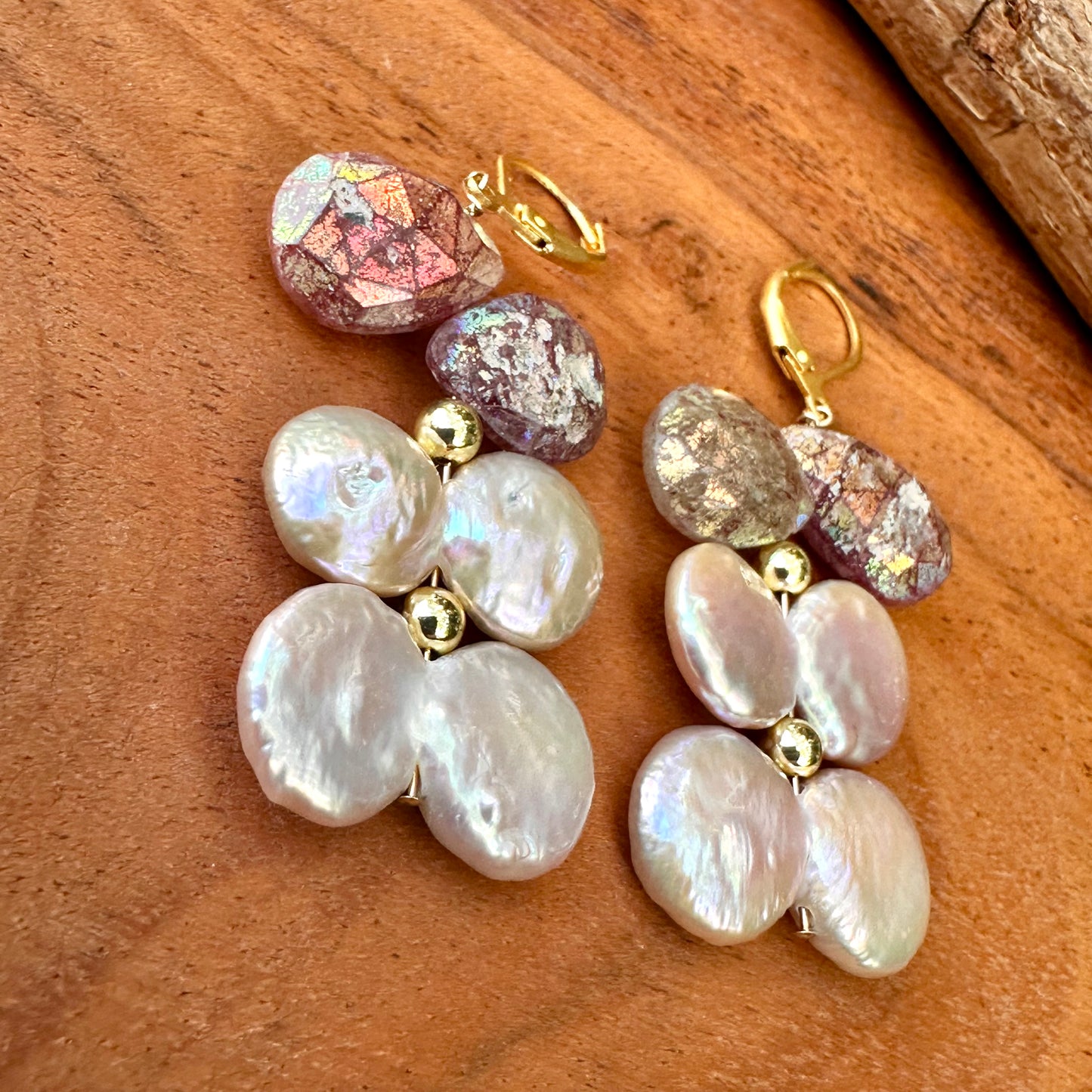 Statement Pearl Quartz Earrings 2"