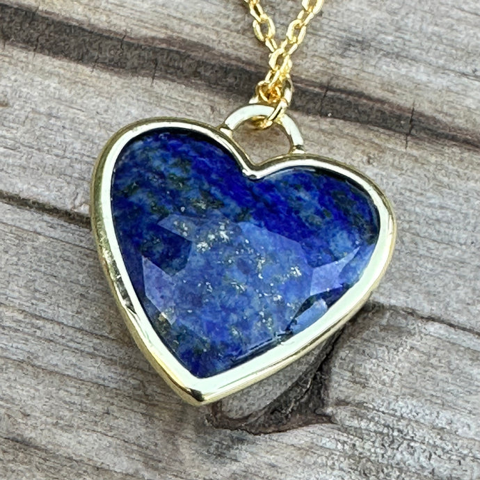 Lapis Heart Gold Necklace (18” + 1”)
