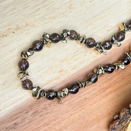 Gold Smoky Quartz Necklace 18”-20”