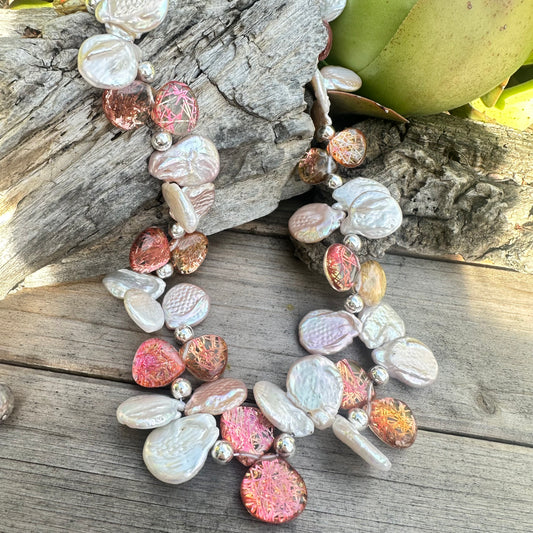 Rutilated Quartz Baroque Pearl Necklace