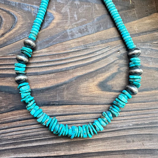 Turquoise Navajo Pearl Statement Necklace (22"-24")
