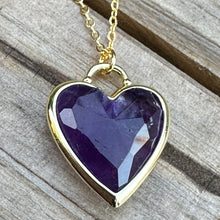Load image into Gallery viewer, Amethyst Heart Gold Necklace (18” + 1”)
