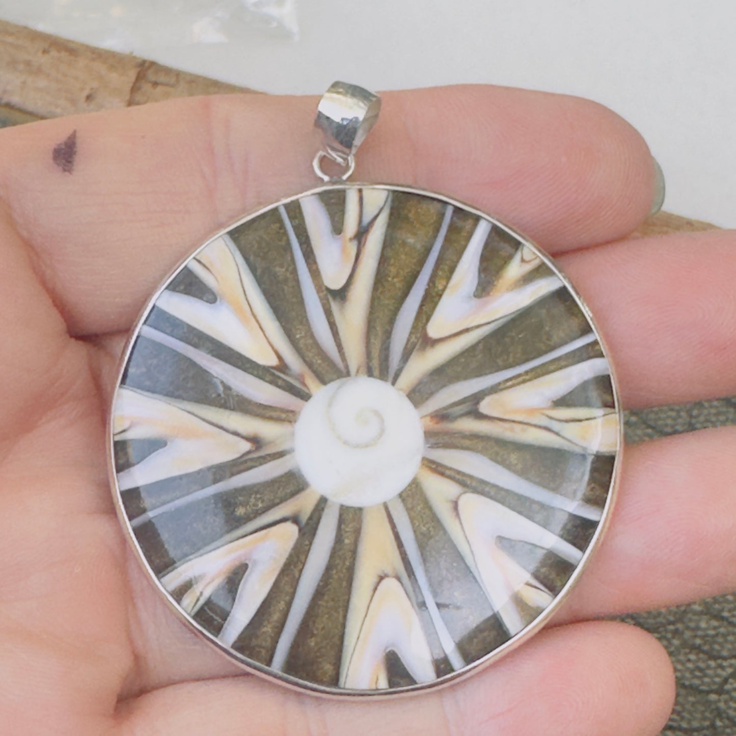 Sale - 1.9" Nautilus Shell Sterling Silver on 18" Sterling Silver Chain