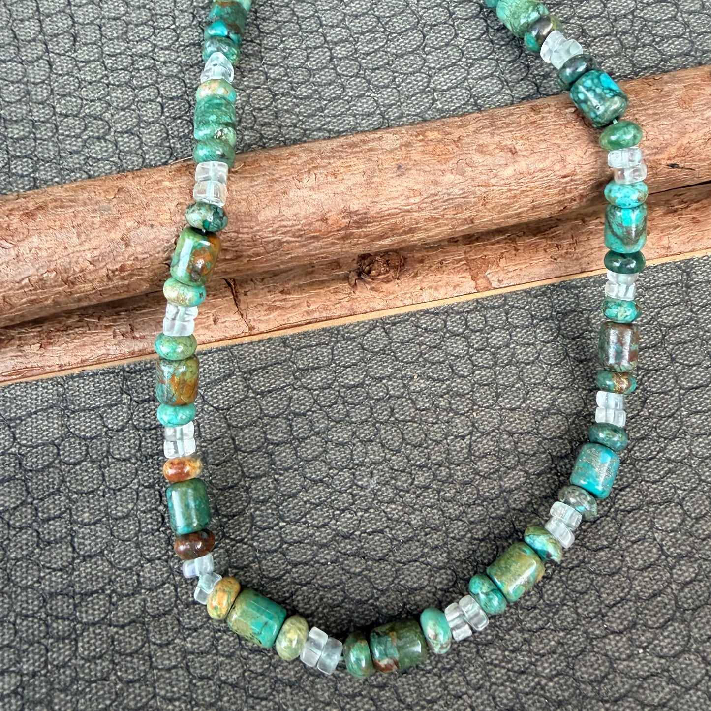 Sale - 18”-20” Turquoise Crystal Sterling Silver Necklace