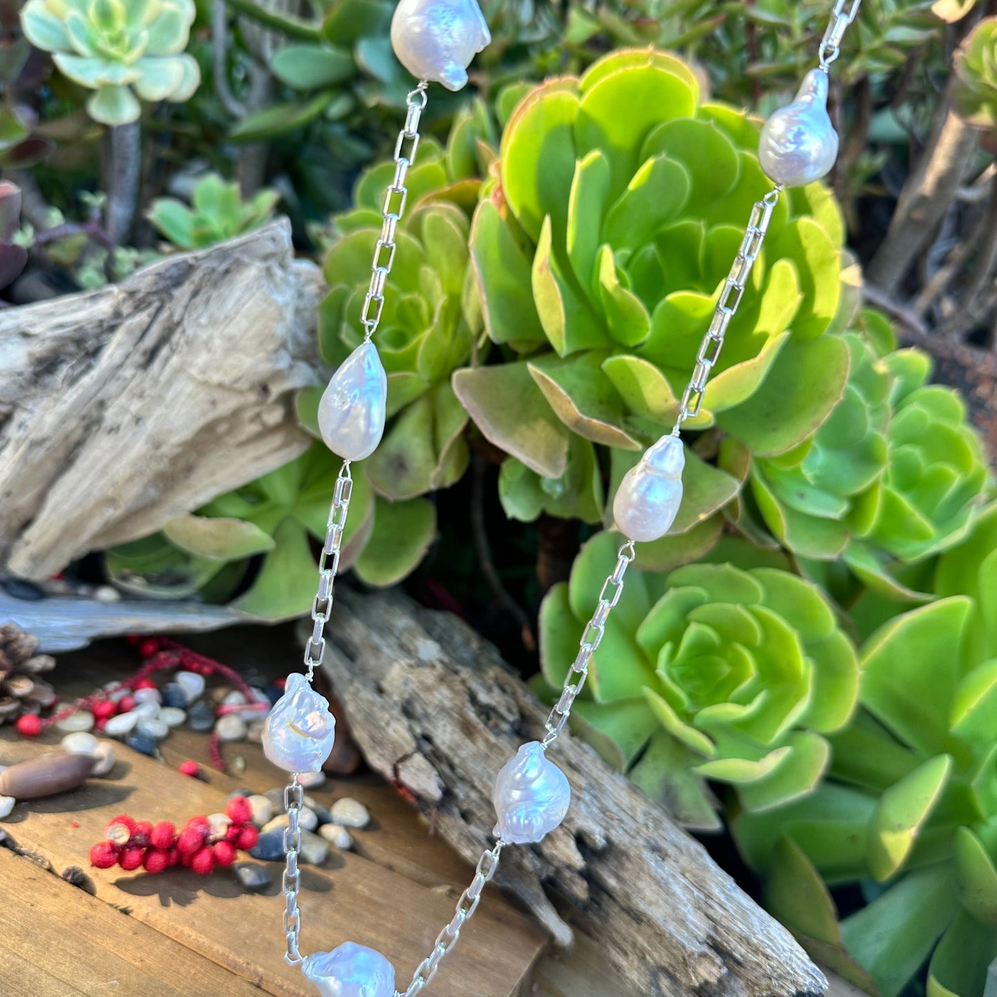 N0608 Baroque Sterling Silver Necklace (28")