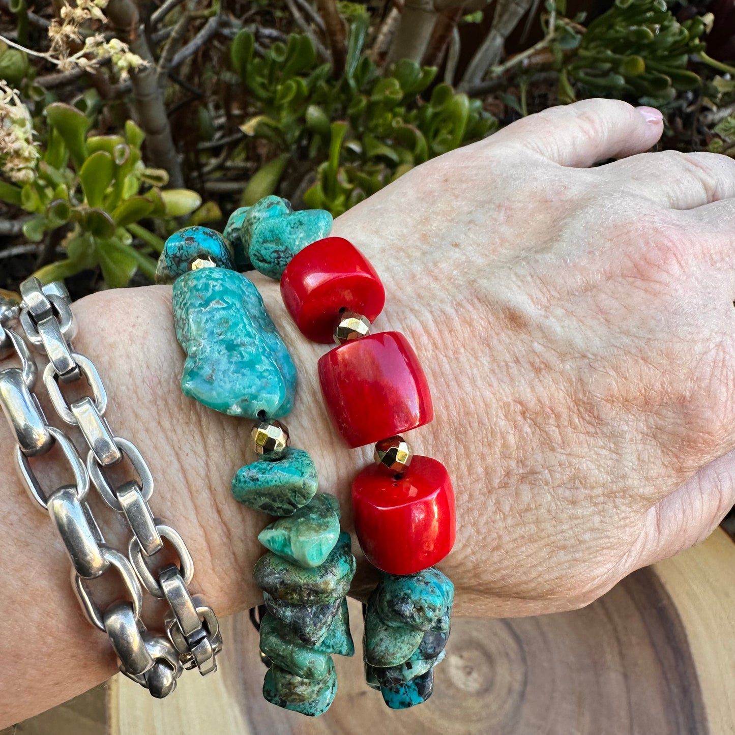 Turquoise Coral Navajo Pearl Adjustable Bracelet
