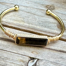 Load image into Gallery viewer, Tiger Eye Gold Cuff
