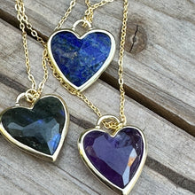 Load image into Gallery viewer, Lapis Heart Gold Necklace (18” + 1”)
