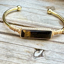 Load image into Gallery viewer, Tiger Eye Gold Cuff
