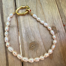 Load image into Gallery viewer, N0762 Gold Pearl Necklace (17”) + Bracelet (7”) (24”)
