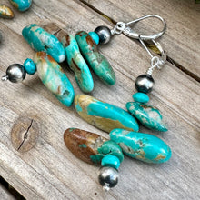 Load image into Gallery viewer, E0659 Navajo Pearls Turquoise Earrings (2.4”)
