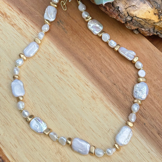 Gold Pearl Statement Necklace