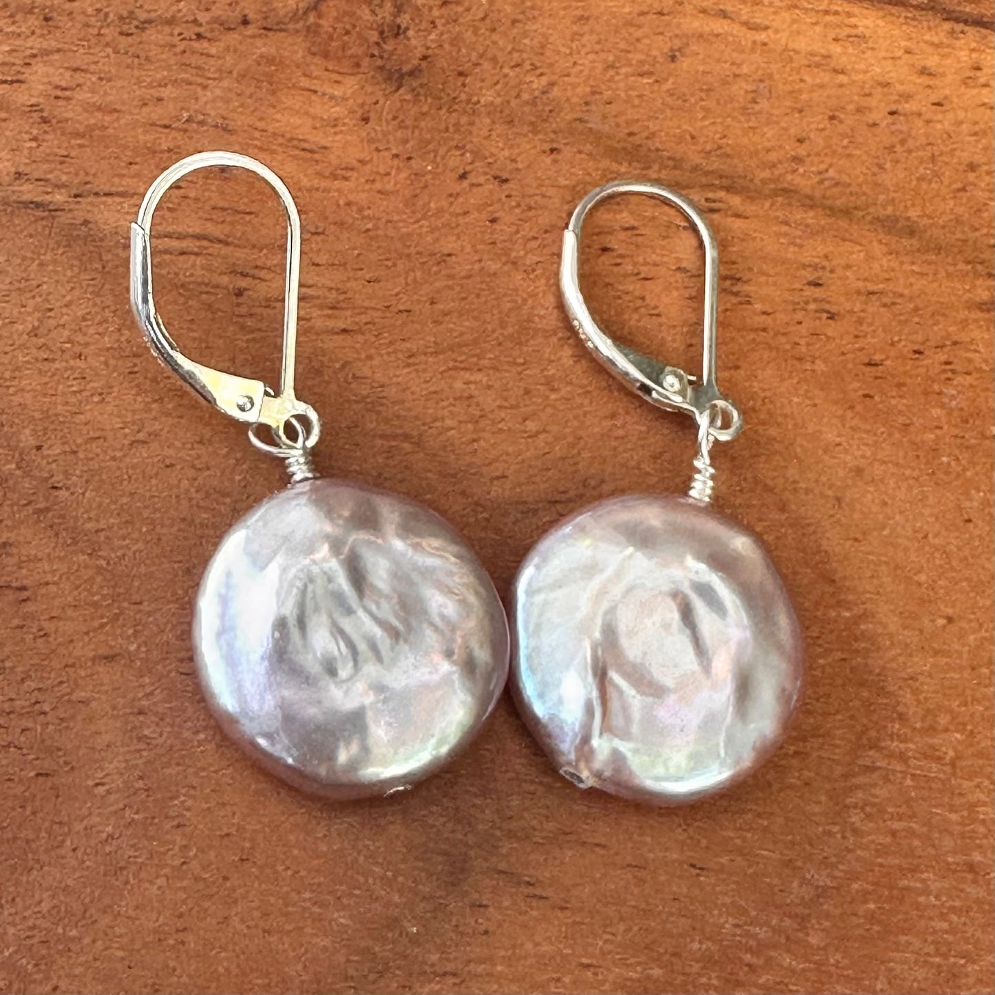 Button Pearl Earrings 1.25"