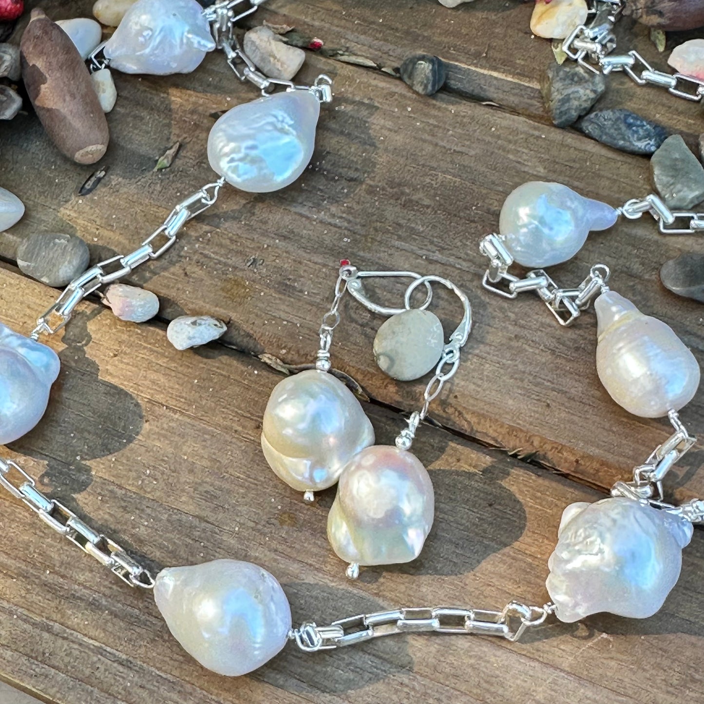 N0608 Baroque Sterling Silver Necklace (28")