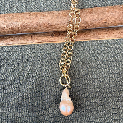Sale - Baroque Gold Pearl Necklace (20”)