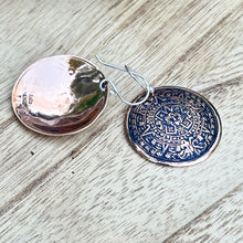 Load image into Gallery viewer, Mexico Aztec Mayan Copper Earrings 1.75”
