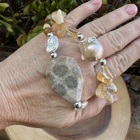 Citrine Baroque Pearl BOHO Bracelet