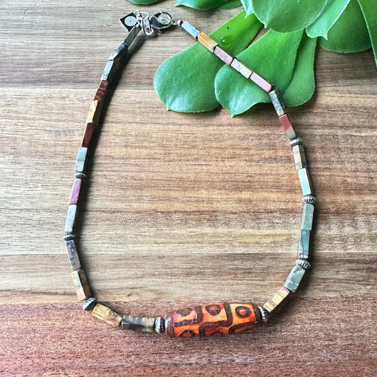 Jasper Agate Navajo Pearl Necklace (18”-20”)