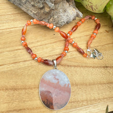 Load image into Gallery viewer, Carnelian Dendritic Agate Pendant Necklace

