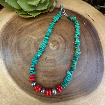 Turquoise Coral Navajo Pearl Statement Necklace