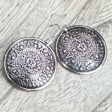 Load image into Gallery viewer, Mexico Aztec Mayan Copper Earrings 1.75”
