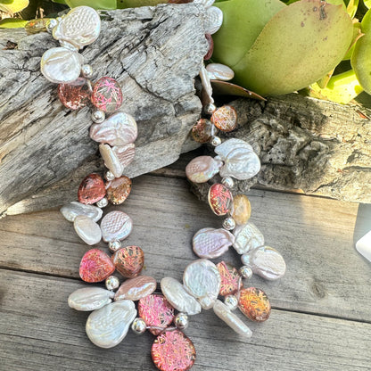 Rutilated Quartz Baroque Pearl Necklace