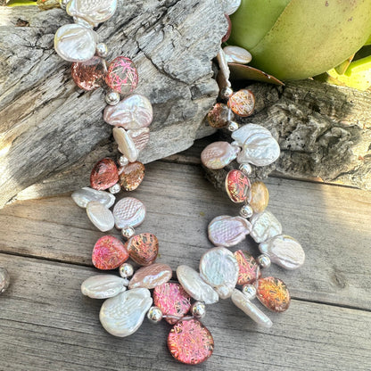 Rutilated Quartz Baroque Pearl Necklace