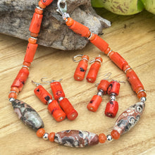 Load image into Gallery viewer, Coral Carnelian Agate Necklace (18”-20”)
