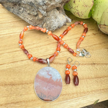 Load image into Gallery viewer, Carnelian Dendritic Agate Pendant Necklace
