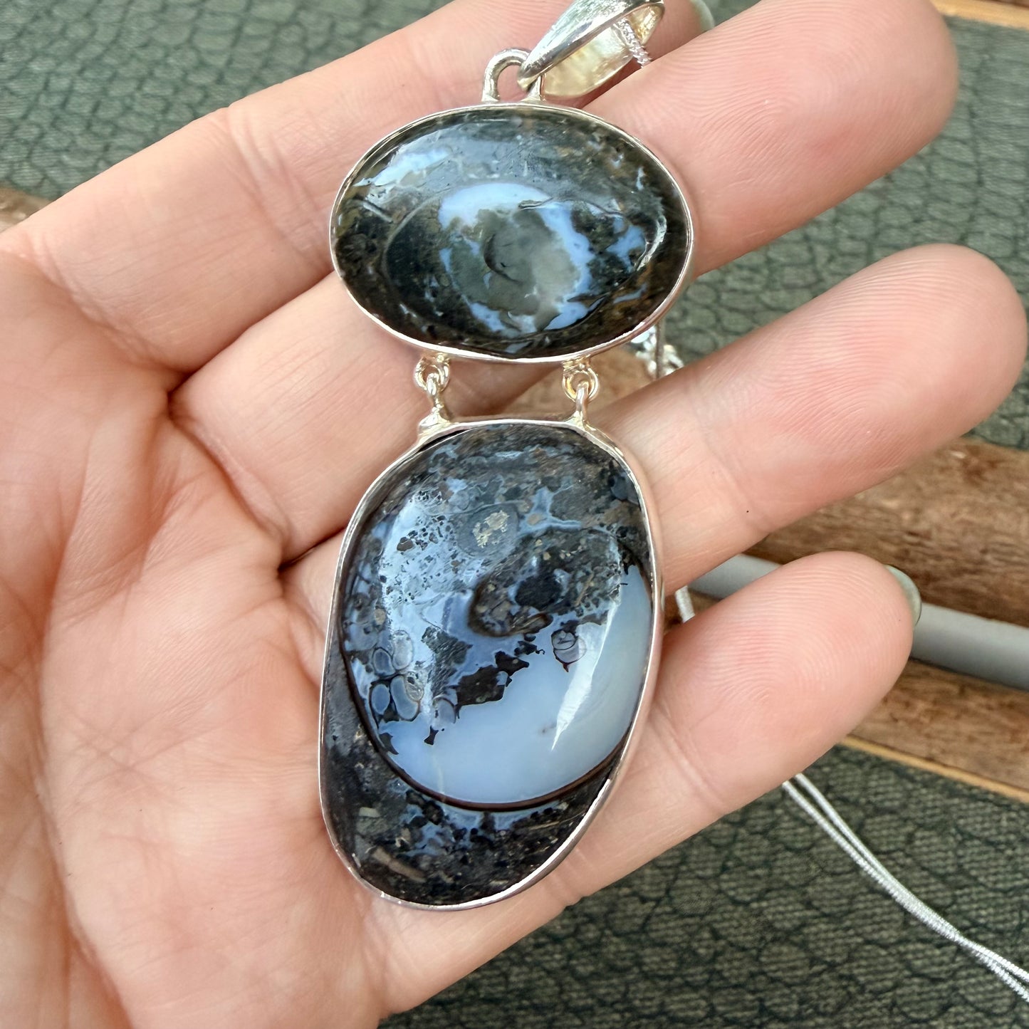 Sale - 3” Statement Agate Sterling Silver (18”)