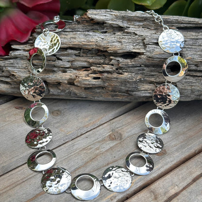 Taxco Hammered Circle Necklace 20"