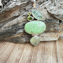 Load image into Gallery viewer, Gaspeite, Chalcedony Peridot Pendant 3” Necklace (18&quot;)
