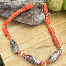 Load image into Gallery viewer, Coral Carnelian Agate Necklace (18”-20”)
