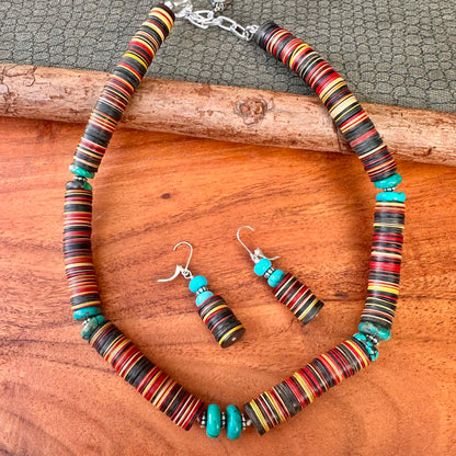 African Disc Beads Turquoise Necklace (18"-20")