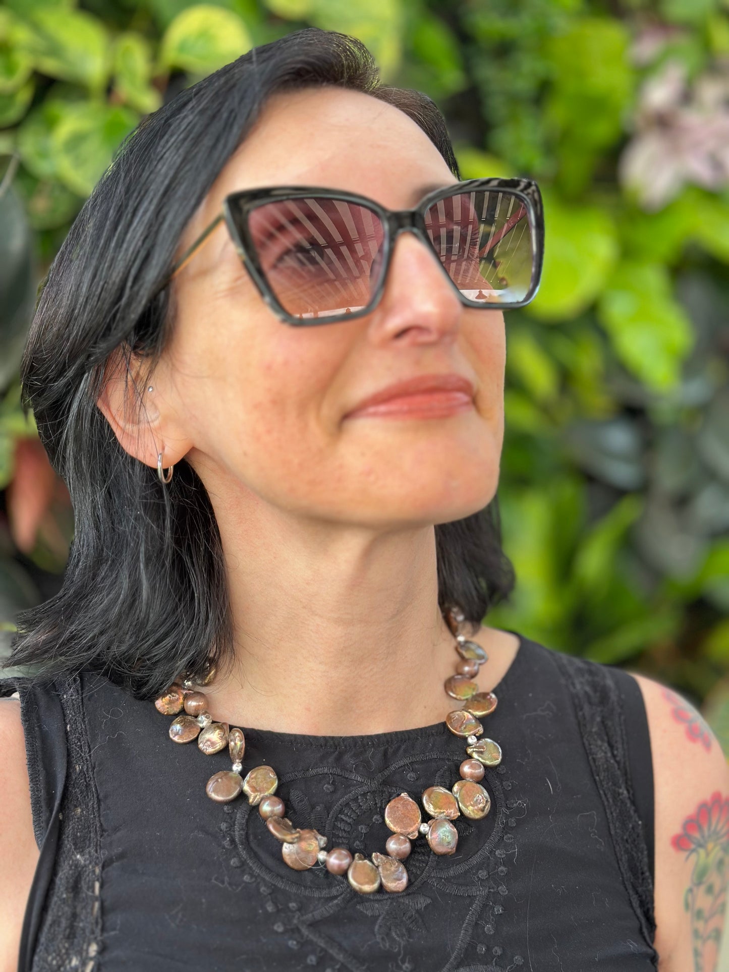 Chocolate Pearls Sterling Silver Earrings (2”)