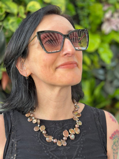 Chocolate Pearls Sterling Silver Earrings (2”)