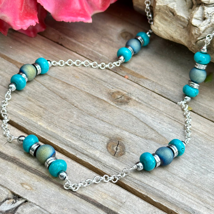 N0764  Turquoise Druzy Necklace