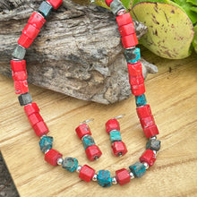 Load image into Gallery viewer, Coral Turquoise Statement Necklace (18”-20”)

