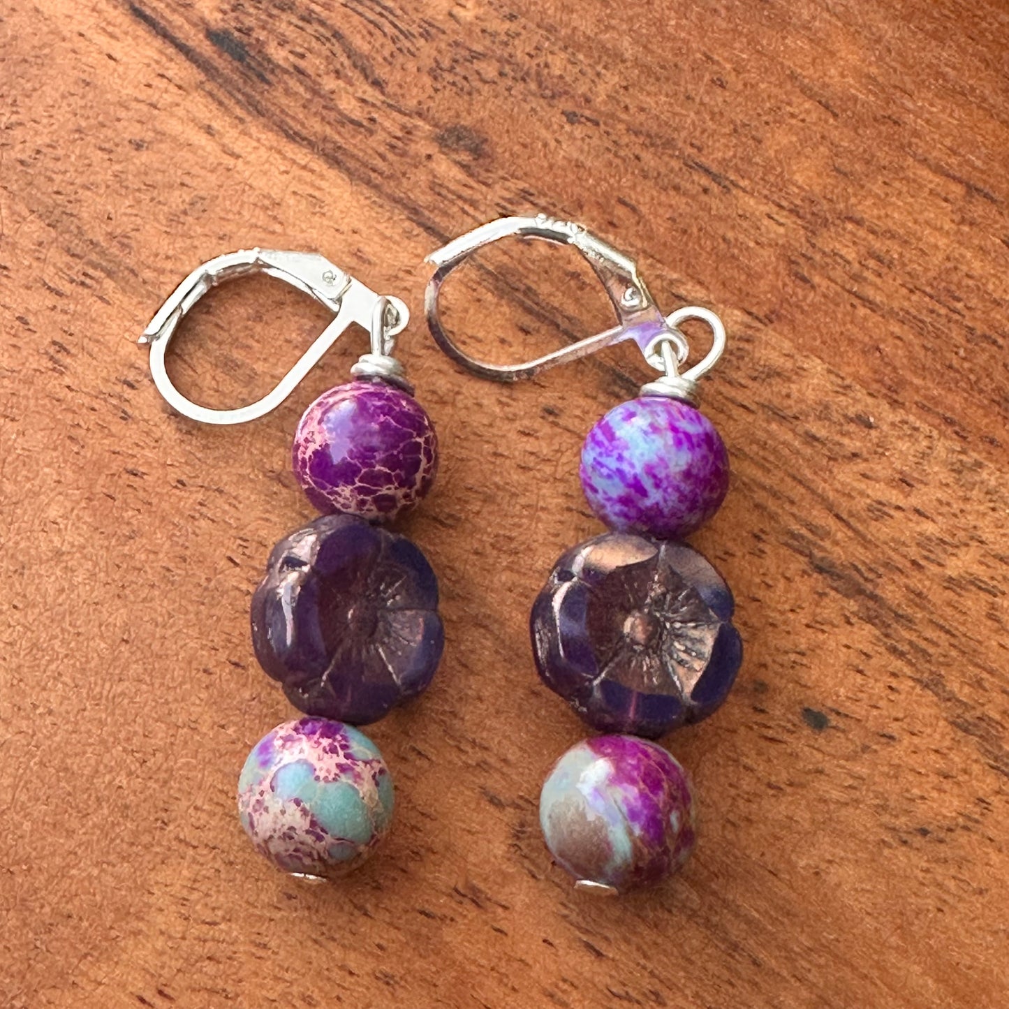Summer Jasper Earrings 1.8"