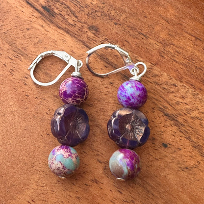 Summer Jasper Earrings 1.8"