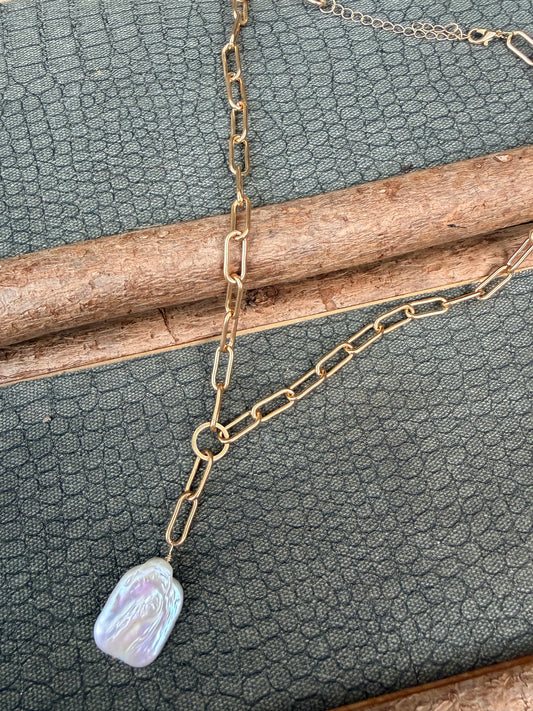 Sale - 20” + 4” drop Gold Pearl Necklace