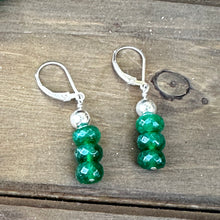 Load image into Gallery viewer, E0726  Emerald Jade Earrings (1.5”)

