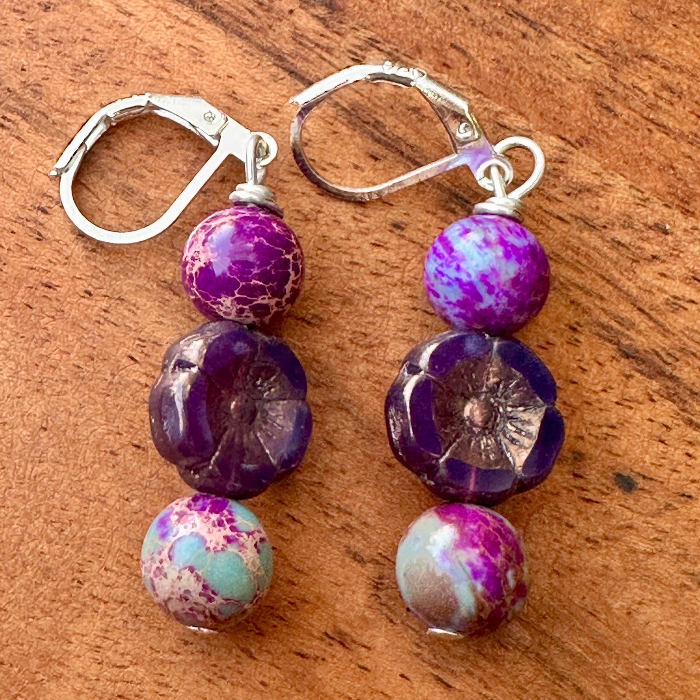 Summer Jasper Earrings 1.8"