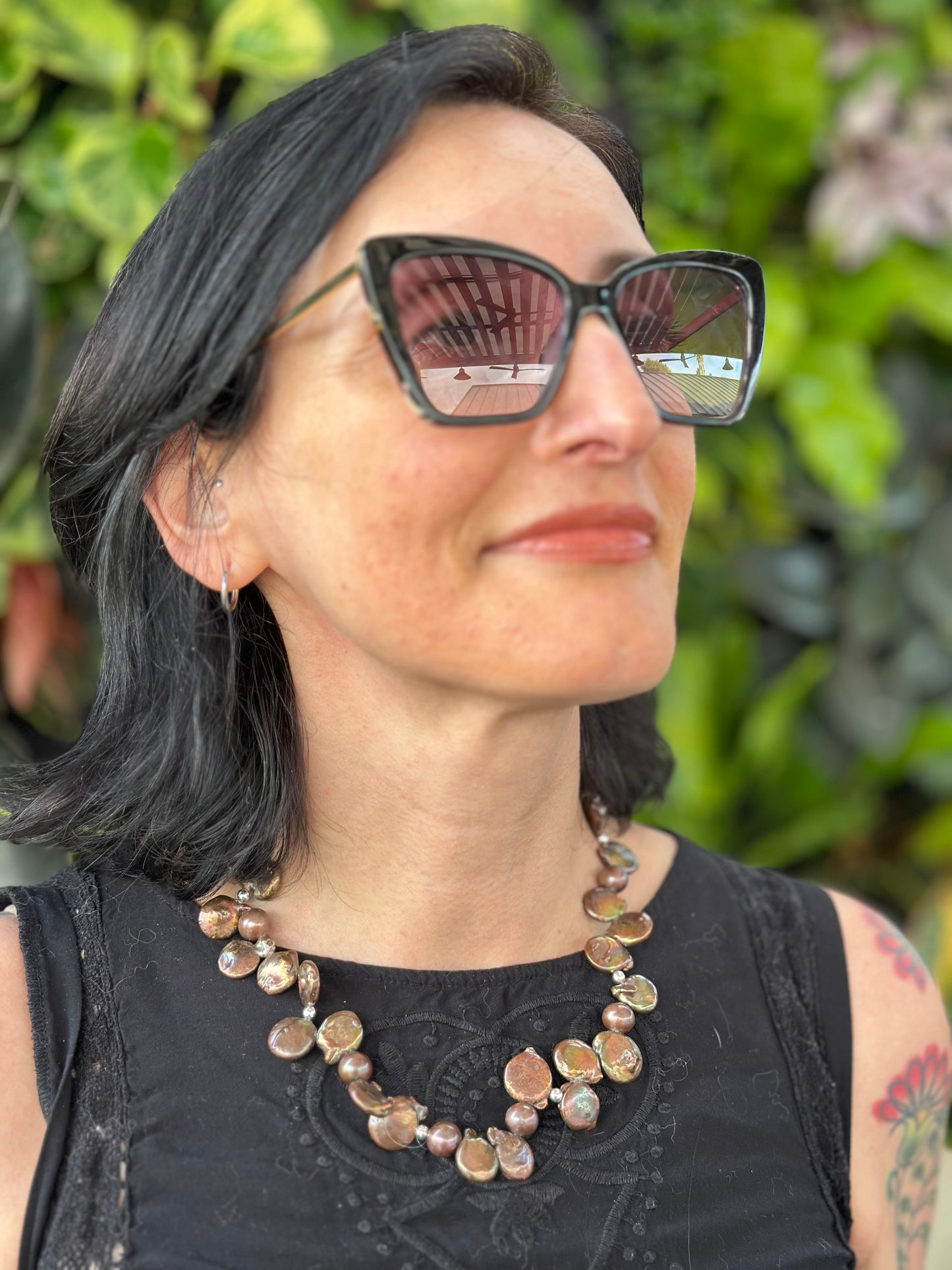 Chocolate Pearls Sterling Silver Earrings (2”)