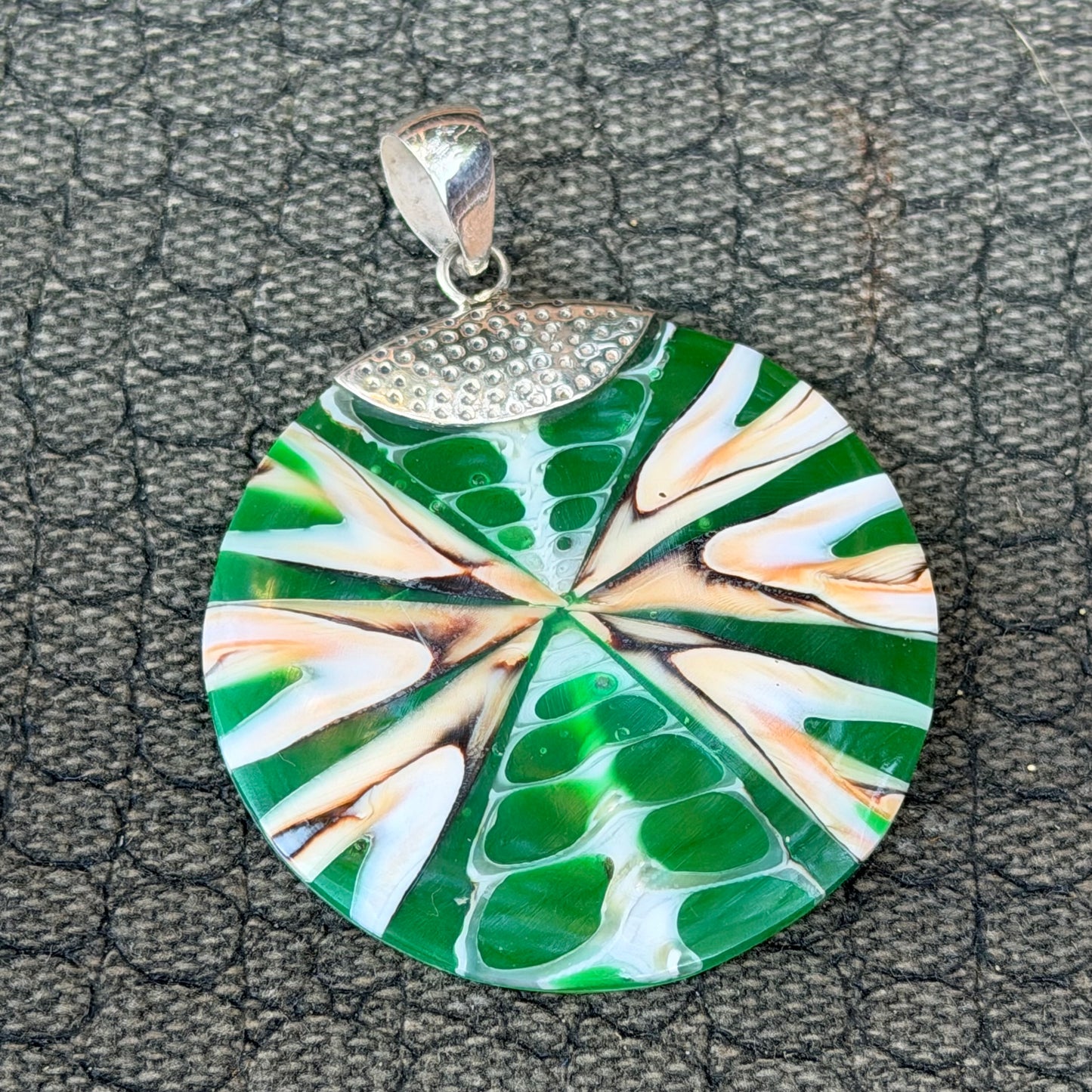 Sale -  2" Shell Resin Sterling Silver on 18" Sterling Silver Chain
