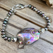 Load image into Gallery viewer, B0339. Abalone Pearls Sterling Silver Bracelet
