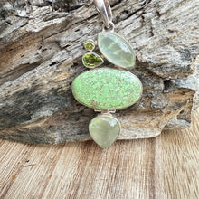 Load image into Gallery viewer, Gaspeite, Chalcedony Peridot Pendant 3” Necklace (18&quot;)
