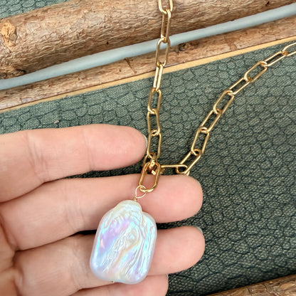 Sale - 20” + 4” drop Gold Pearl Necklace
