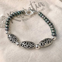 Load image into Gallery viewer, B0340 Pearls Sterling Silver Bracelet
