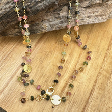Load image into Gallery viewer, Tourmaline Handmade Gold Vermeil Necklace 36”
